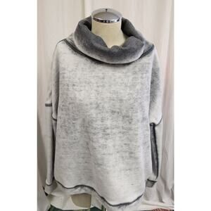 Caslon Sweater Cowl Neck Long Sleeves Medium White and Grey (8)